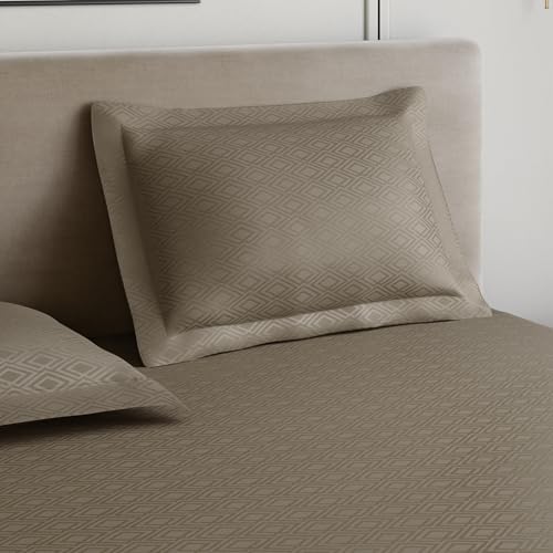 Image of Home Ecstasy 100% Cotton Jacquard Bedsheet for King Bed, 300 TC, Premium Woven Design, 1 Bedsheet (108 x 108 Inches) with 2 Pillow Covers, Dark Brown