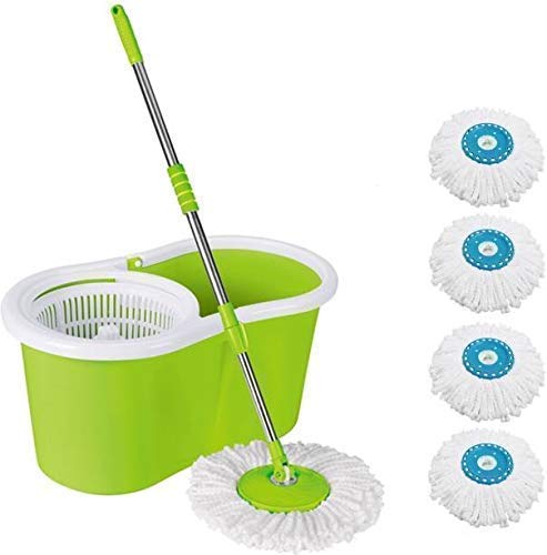 Brinso 2-in-1 Bucket Spin Mop (Green, 2 Refills), 4 Pcs
