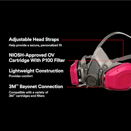Image of 3M P100 /OV Odor /Particulate Multi-Purpose Reusable Respirator 65021, NIOSH-APPROVED Organic Vapor Cartridge, Medium