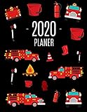 Feuerwehrauto Planer 2020: Wochenplaner 2020 | Monatsplaner 12 Monate Organizer | Einfacher Überblick über die Terminpläne | Agenda mit Raum für Notizen