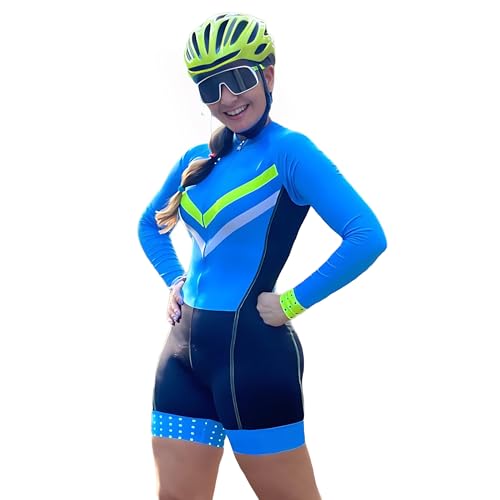 Maillot cyclisme manches longues femme avec short de vélo rembourré XS-3XL