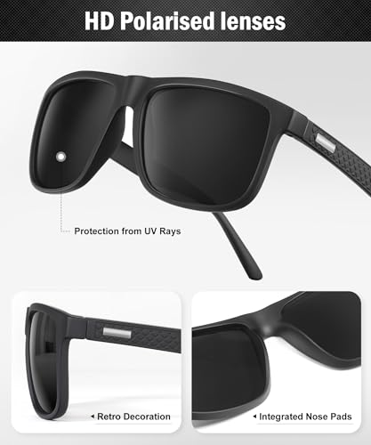 Image of Sunglasses-for-Men Polarized Mens Sunglasses: Retro Sun glasses with UV Protection for Driving Fishing Golf
