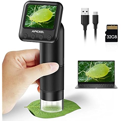 Handheld-Digitalmikroskop, 400-800 x HD-Digitalmikroskop für Erwachsene, mit 5,1 cm LCD-Bildschirm-Taschenmikroskop für Kinder, USB-Labor-Handmikroskop-Ausrüstung, mit 32 GB SD-Karte Cover