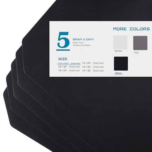 Image of BRIAN & DANY Wire Shelf Liner 11.8 inch X 16.6 inch, Heavy Duty Shelf Liners for Wire Shelving, Waterproof Protector Mats, Set of 5, Black