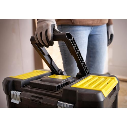 STANLEY Essential Rollende Werkstatt (3-in-1 stapelbare Boxen, leerer Werkzeugkasten, belastbar bis zu 20kg, mit Metallverschlüsse, Organizer für Kleinteile im Deckel) STST1-80151