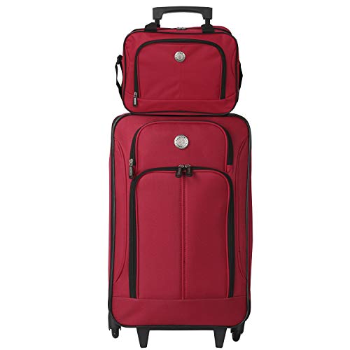 Travelers Club Genova 4-Piece Softside Upright Luggage Set, red
