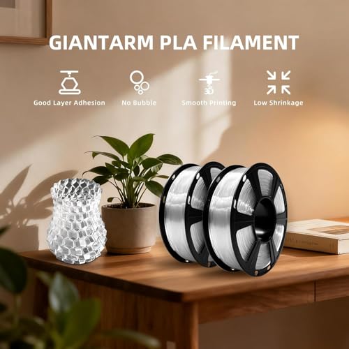 Image of GIANTARM Clear PLA Filament, 1.75mm Transparent PLA 1kg Spool (2.2lbs), 3D Printer Filament with Vacuum Packaging