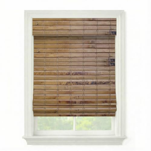 Cordless Woven Wood Roman Shades, Sizes 20 to 72 Wide and 24 to 72 High, Hatteras Camel (Click...