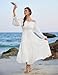 Women Renaissance Off Shoulder Split Sleeve Smocked Waist Tiered Maxi Dress White M