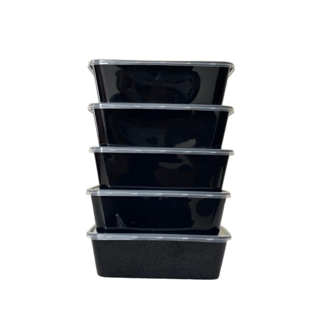 Nesam Mart Reusable Plastic Pack Of 25 (500Ml) | Rectangle Black Container With Transparent Lid for Food Storage, Food Delivery, Kitchen | Use-Fridge And Microwave Safe | Recyclable (B0D9PJ5TSR) Amazon Price History, Amazon Price Tracker