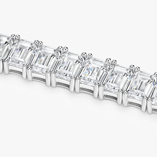 Michooyel Emerald Cut Cubic Zirconia Tennis Bracelet, Iced Shine 925 Sterling Silver Bracelet, Shining Wrist Jewelry 6-7.5 inches4