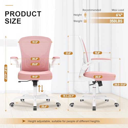 Image of Synorla Office Chair, Ergonomic Desk Chairs 330LBS Capacity High Back Mesh Computer Chair with Flip-up Armrests, Comfy Work Chair with Adjustable Lumbar Support