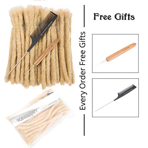 35 Strands 100% Human Hair Dreadlock Extensions for Man/Women Full Handmade Crochet Braids Dreadlocks Medium Size 0.8cm Blonde Solid Color (8inch,width:0.8cm,#613)