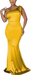 EIN-Schulter-Langkleid für Damen, ärmellos, elegant, Cocktailkleid, Partykleid und Hochzeitskleid