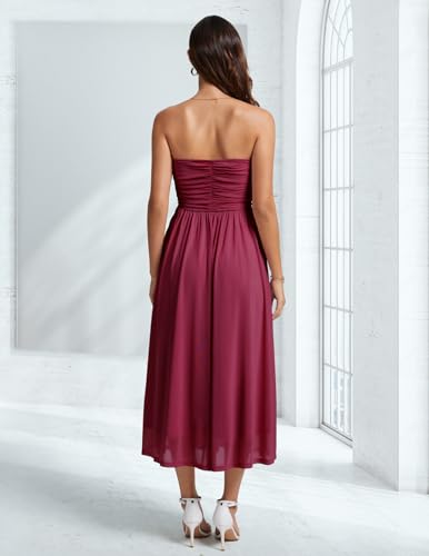 Image of DRESSTELLS Women's Cocktail Dress, Strapless Tube Top Long Maxi Summer Formal Mesh Dresses 2025