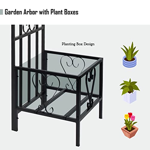 Garden Steel Arbor Garden Arch - Arch Trellis With Plant Baskets Arbour For Various Climbing Plant, Outdoor Lawn Backyard #TOP4