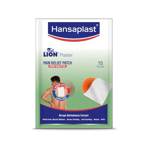Image of Hansaplast Ayurvedic Pain Relief Patch for Back, Joint & Muscle Pain | Sustained Heat | Odor-Free & Non-Messy | Natural Atropa Belladonna Extract