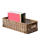 Baluue Cesta de Almacenamiento Imitación Ratán con Asas Cesta Tejida para Escritorio y Organización de Juguetes Versátil para Baño Cocina y Escritorio Color Marrón