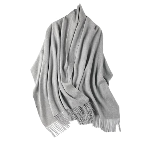 Dvbfufv Women Merino Wool Knitted Wrap Shawls Women Autumn Winter Warm Solid Scarves Women Men Classical Tassel Scarf,