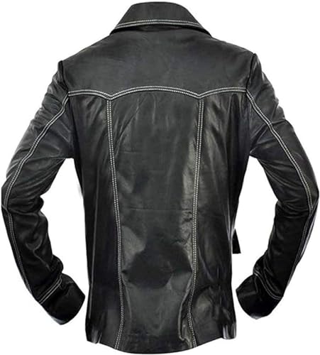 Image of Mens MAYHEM Fight Hybrid Brad Retro Biker White Stripes Red White Inspired Fight Club Movie Leather Jacket