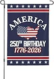 Drapeau de jardin américain 1776 2026 anniversaire de mariage de l'Amérique avec inscription « God Bless USA Patriot House Flag loj »