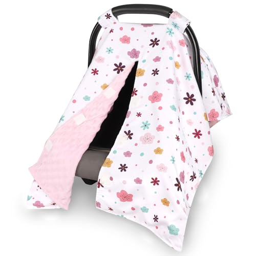 Image of Pea Pod Car Seat Cover for Baby, Infant Carseat Cover with Peekaboo Opening Design Car Seat Canopy Cover, Nursing Cover for Baby Boys Girls (Floral)