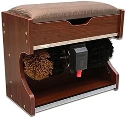 Electric Shoe Polisher, Fully Automatic Induction Shoe Polish with Two Brushes & Storage Box, Ideal for Home & Commercial Use (Red Oak)(Walnut)