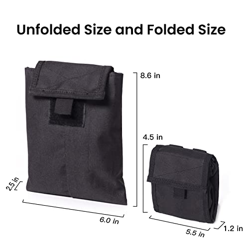 Poyolee Drawstring Dump Pouch Molle Pouches Magazine Admin Utility Pouch Tactical Folding Small Bag For Concealed Carry Rope Pouch Waist Pack Bag(Black) #TOP6