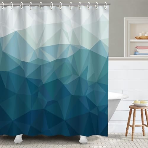 RosieLily Geometric Shower Curtains - Navy Blue & Grey Ombre
