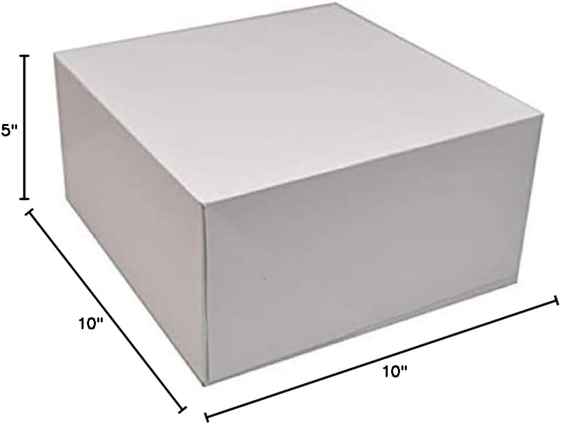 Deep Square Cardboard Box with Lid, 10x10 inch, White Deep Gift Box, 2 Packs of 4 (8 Total)