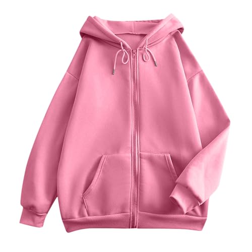 OIOLOYJM Zipper Hoodies for Women Long Sleeve Oversized Sweatshirts Y2k Drawstring Soft Jacket 2025 Fall Fashion with Pockets