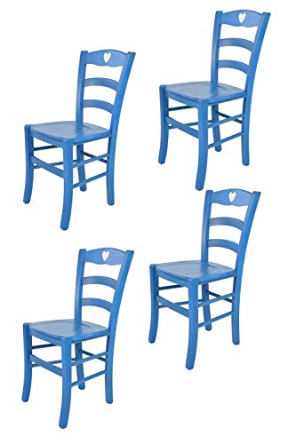 T M C S Tommychairs - Set 4 Sillas Cuore Para Cocina Y Comedor, Estructura En Madera De Haya Color Anilina Azul Y Asiento En Madera T M C S Tommychairs - Set 4 Sillas Cuore Para Cocina Y Comedor, Estructura En Madera De Haya Color Anilina Azul Y Asiento En Madera