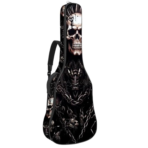Sac guitare acoustique style punk crâne multicolore 42.9" avec poches et couche de protection