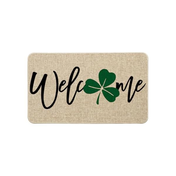   Artoid-Mode-Shamrock-Welcome-Doormat-Seasonal-Holiday-St-Patricks-Day-Low-Profile-Yard-Floor-Switch-Mat-for-Indoor-Outdoor-17-x-29-Inch