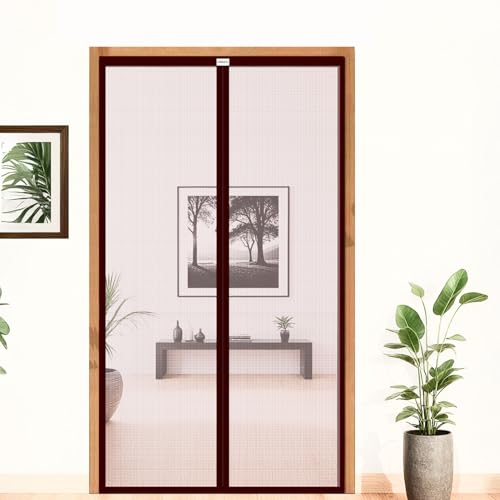 Lifekrafts Polyester Mosquito Screen Curtain for Main Doors, Balcony Mesh with Magnets (Brown, 210 x 90 CMs) (Image - 1)