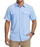 WULFUL Men's Sun Protection Fishing Shirts UPF 50+ Lightweight Quick Dry Cooling Short Sleeve Shirts for Work Hiking Safari