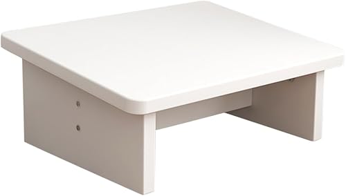 Yardwe Taburete para escritorio de oficina, madera blanca, 15 pulgadas de ancho x 15 pulgadas de largo x 10 pulgadas de alto