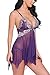 Avidlove Lingerie for Women Lace Babydoll Strap Chemise V N Sleepwear Honeymoon Nightwear Purple