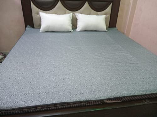 Image of Waterproof Baby Bed Protector Mat King Size 78x72 | Poly Plastic Rubber Double Bed Sheet | Blue Mattress Protector