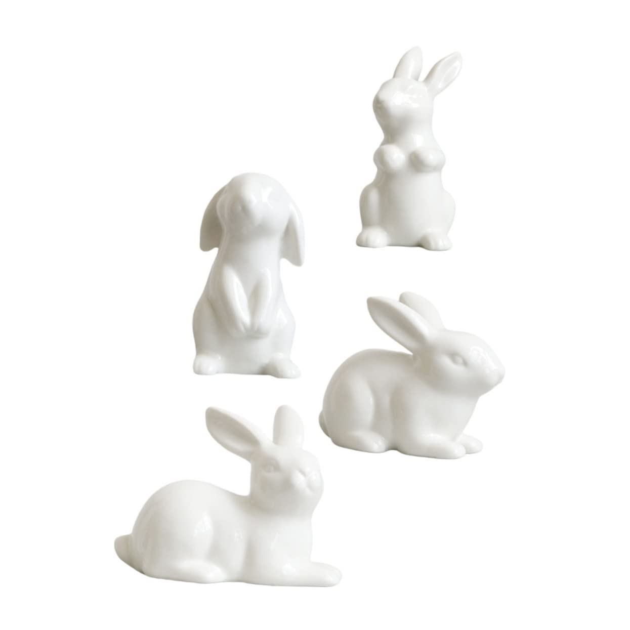 Gatuida 4 Stück Keramik Hasenfigur Teiliges Osterdeko Tischdeko Langlebige Weiße Miniatur Hasen Skulptur für Wohn und Partydekoration Geschenkidee