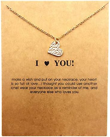 Clavicle Necklace with Card, Small Dainty Pendant,Greeting Card with Best Wish, Delicate and Classy Party Jewelry Favors, Alloy