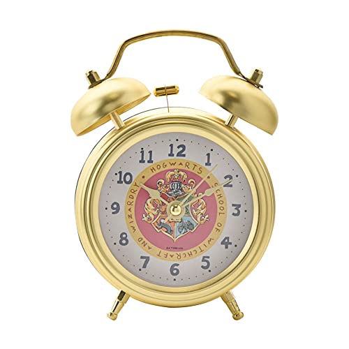 Widdop Harry Potter Hogwarts Crest Twin Bell Alarm Clock, Gold, 12 x 9 x 5cm