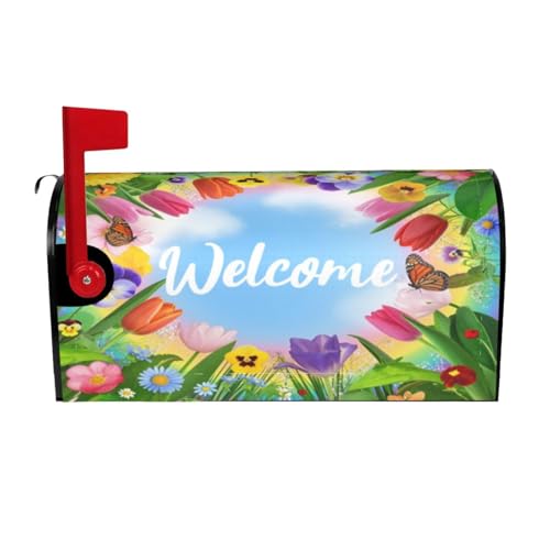 Image of Spring Summer Spring Mailbox Cover Magnetic Seasonal Welcome Waterproof Mailbox Wraps Post Letter Box Decor 21x18 in