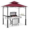 ABCCANOPY 8'x 5' Grill Gazebo Canopy - Outdoor BBQ Gazebo Shelter with LED Light, Patio Canopy Tent for Barbecue and Picnic (Burgundy)