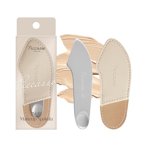 Piccasso 2-Way Makeup Spatula Professional Foundation & Skin Care Spatula for Face Dual-Ended Stainless Steel Tool for Precise and Hygienic Application Includes Leather Case
