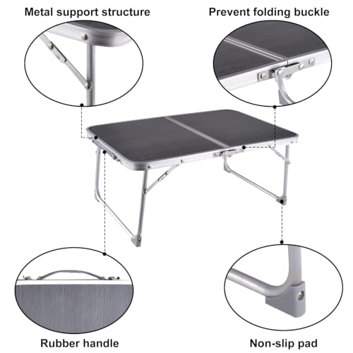 Image of Foldable Laptop Desk, Portable Bed Table with Hidden Storage, Gray