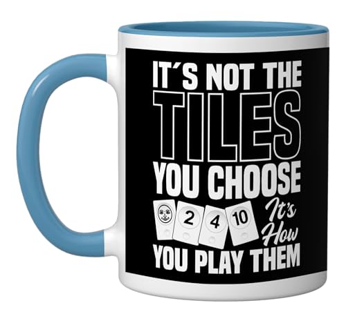 Rummikub Player Game King Queen Joker You Play Rummikub Ceramic Mug, Blue/White