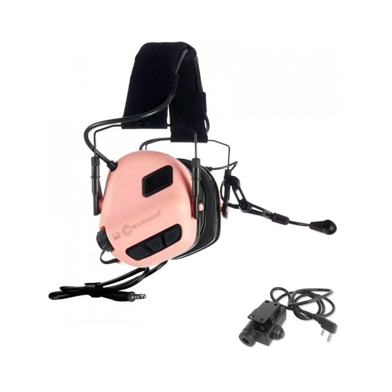 EARMOR M32 MOD 3 Auriculares de Protección Auditiva con Micrófono, NRR22, Control Electrónico, Rosa