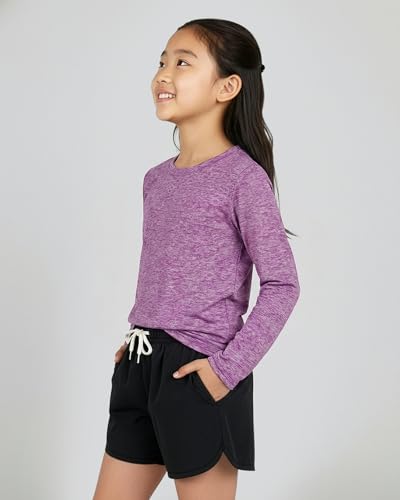 Image of Real Essentials 4 Pack: Girls' Dry-Fit Long Sleeve Crew Neck T-Shirt - Athletic Activewear Soccer Top for Teens Kids Youth