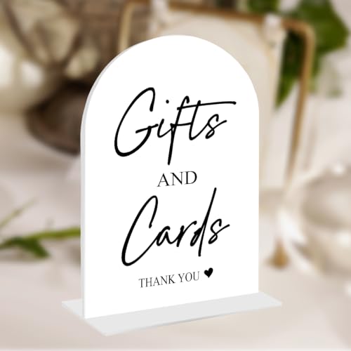 Wedding Signs for Reception Ceremony Decorations Cards And Gifts Sign 57 Inch White Wedding Signage Table Decor Modern Calligraphy Arch Acrylic Table Top Signs With Stand